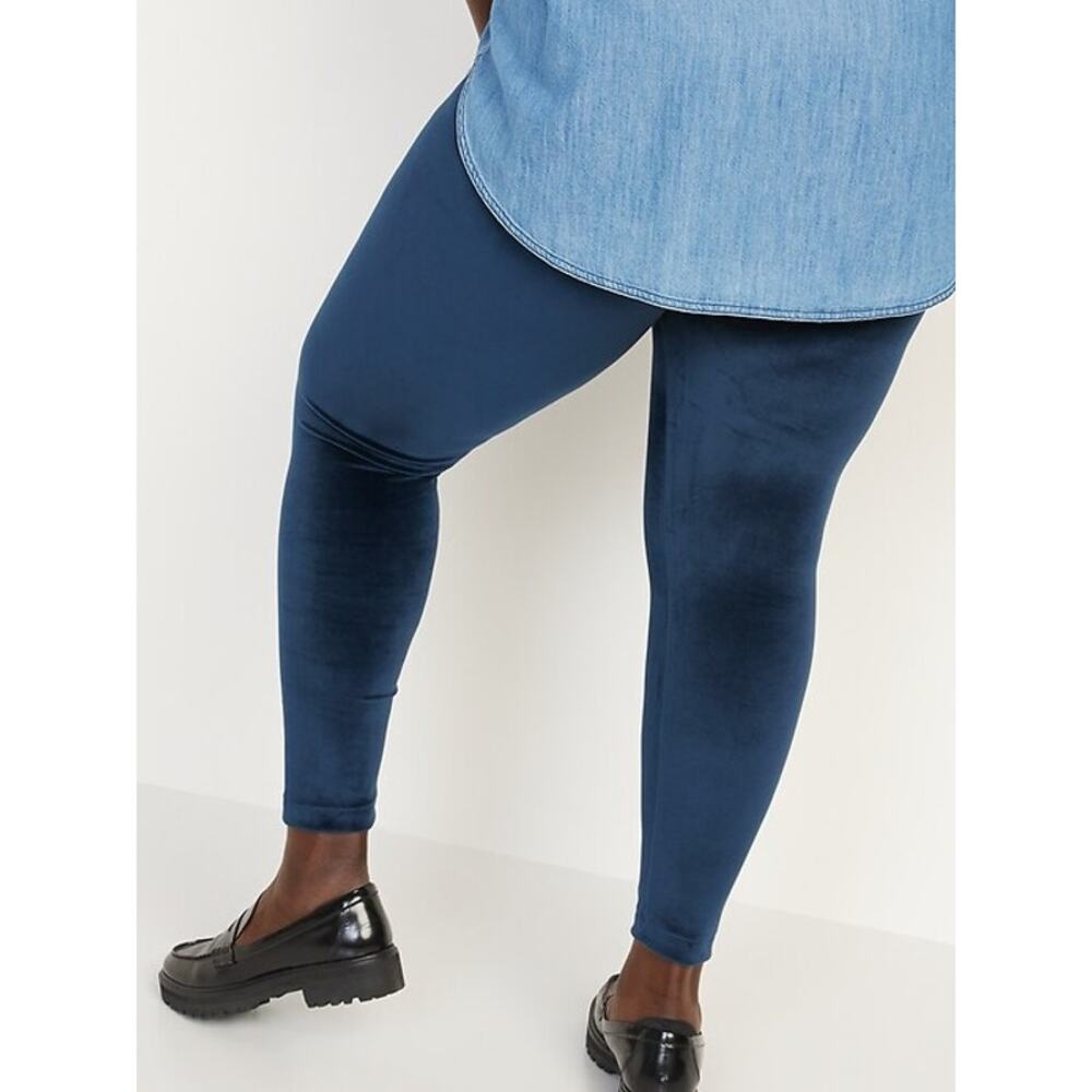 Old Navy Blue High-Waisted Velour Ankle Leggings Women's Size Large